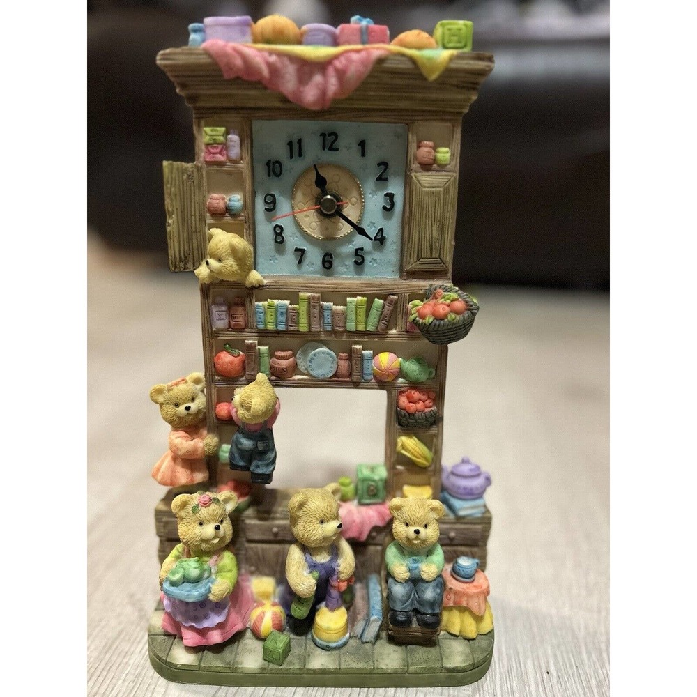 Vintage Teddy Bear Family Table Clock, 1990s